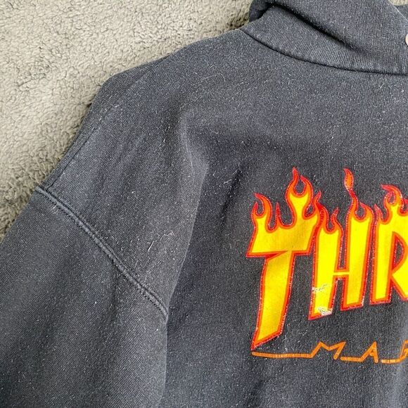 Vintage Y2K Thrasher Magazine Hoodie Adult M Spellout Distressed Grunge - Picture 4 of 15